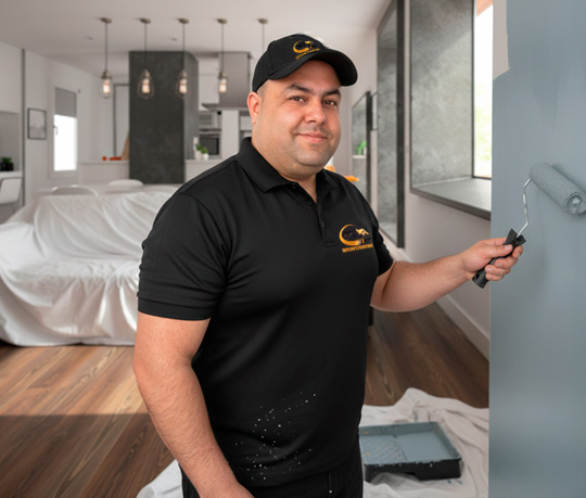 Before and after interior painting work